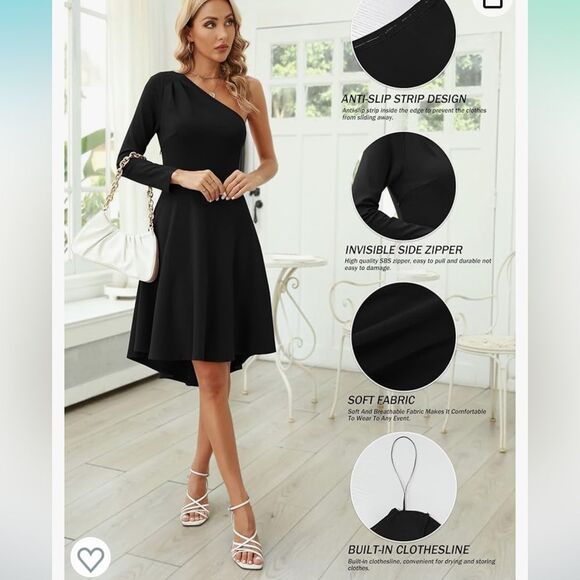 Host Pick-NWT Sarin Matthews One Shoulder Long Sleeve Black Dress - Small - Picture 10 of 12